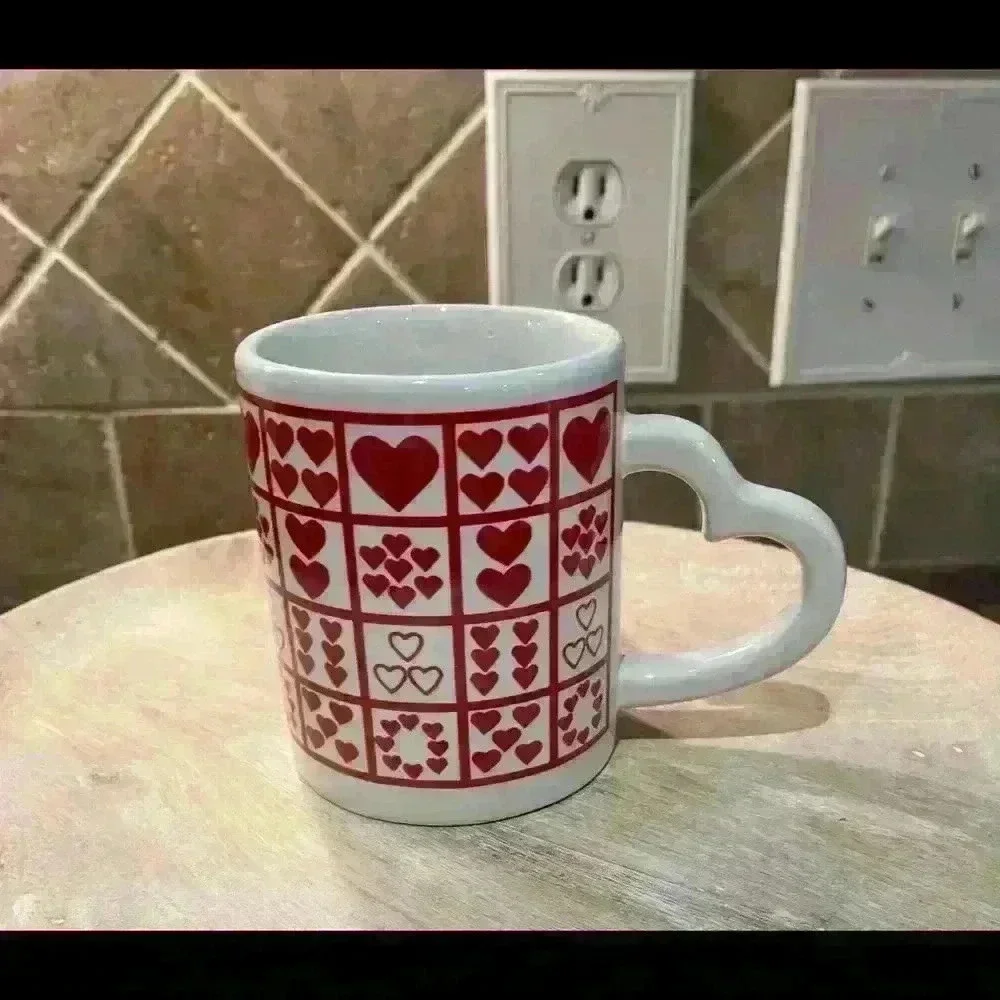 Heart Mug, Coffee, Tea, Valentines, Sweetheart, Anniversary, Heart Handle
